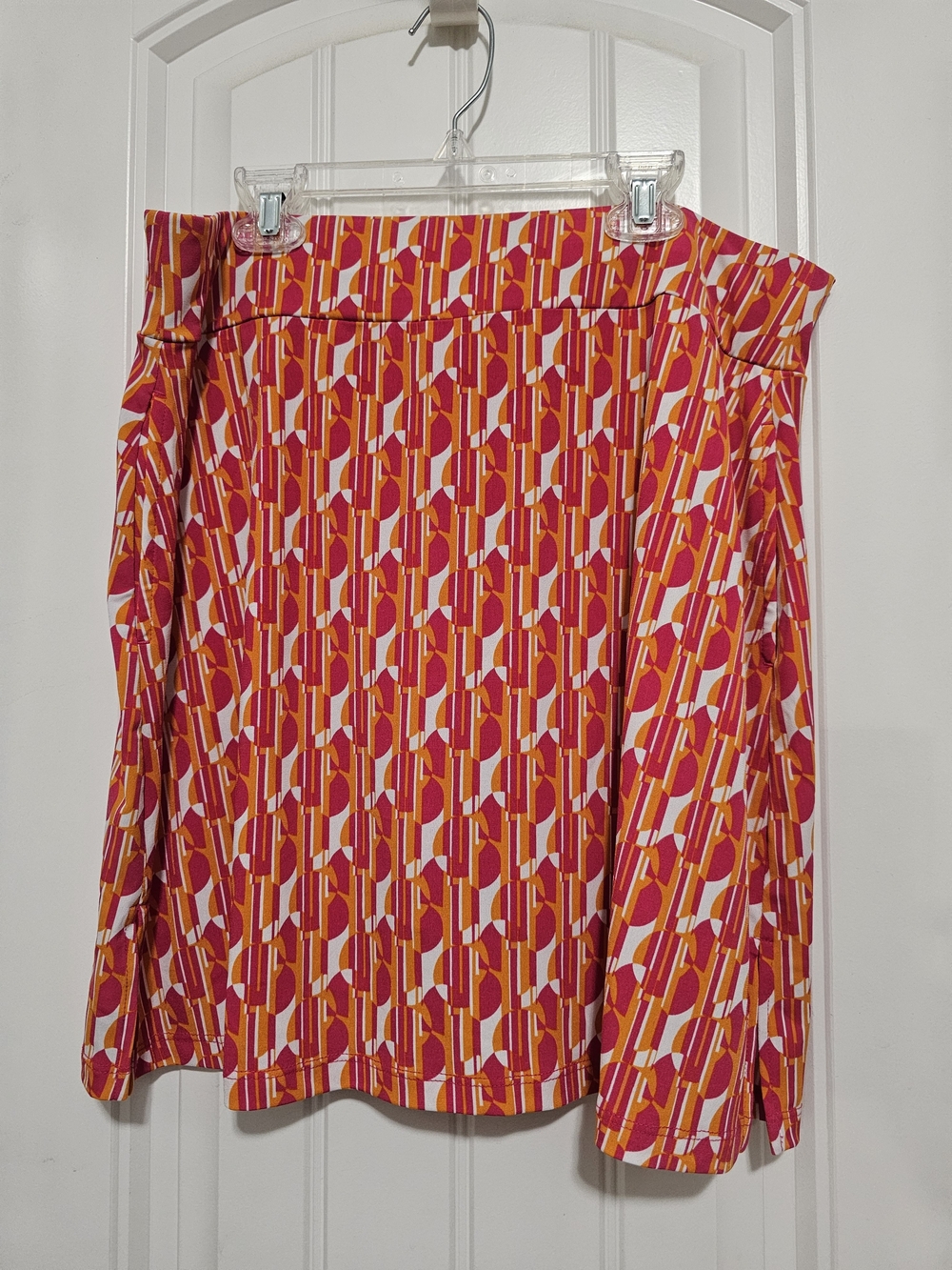 Susan Graver Pink & Orange Geometric Mini Skort Skirt